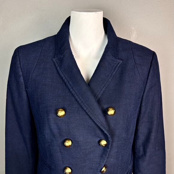 Banana Republic Blazer Jacket women's size 12 military blue gold buttons double - Picture 8 of 15